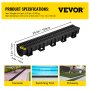 VEVOR Trench Drain System,5.8x5.2x39.4-Inch HDPE Drainage Trench,Channel Drain with Plastic Grate,Black Plastic Garage Floor Drain,3x39 Trench Drain Grate,with 3 End Caps, for Garden, Driveway-3 Pack