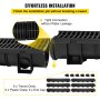 VEVOR Trench Drain System, Channel Drain with Plastic Grate, 150x130MM HDPE Drainage Trench, Black Plastic Garage Floor Drain, 6x39 Trench Drain Grate, with 6 End Caps, for Garden, Driveway-6 Pack