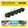 VEVOR Trench Drain System, Channel Drain with Plastic Grate, 5.9x5.1-Inch HDPE Drainage Trench, Black Plastic Garage Floor Drain, 6x39 Trench Drain Grate, with 6 End Caps, for Garden, Driveway-6 Pack