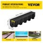 VEVOR trench drain system for concrete, swimming pools, and driveways; dimensions visible.