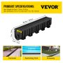 VEVOR Trench Drain System, Channel Drain with Plastic Grate, 5.9x7.5-Inch HDPE Drainage Trench, Black Plastic Garage Floor Drain, 4x39 Trench Drain Grate, with 4 End Caps, for Garden, Driveway-4 Pack