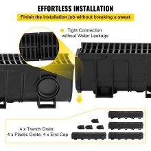 VEVOR Drainage Trench Driveway Channel Drain Kit Plastic Grate-5.8"x7.5"-4 Pack