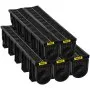 VEVOR Trench Drain System, Channel Drain with Plastic Grate, 5.9x7.5-Inch HDPE Drainage Trench, Black Plastic Garage Floor Drain, 5x39 Trench Drain Grate, with 5 End Caps, for Garden, Driveway-5 Pack
