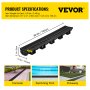 VEVOR Trench Drain System, 5.7x3.1x39-Inch HDPE Drainage Trench,Channel Drain with Plastic Grate, Black Plastic Garage Floor Drain, 3x39 Trench Drain Grate, for Garden, Driveway-3 Pack