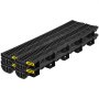 VEVOR trench drain system in black with yellow labels.