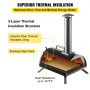 VEVOR Wood Fired Oven 12" Portable Pizza Oven with Feeding Port Pizza Oven Outdoor 932℉Max Temperature Stainless Steel Portable Wood Fired Pizza Oven with Complete Accessories for Outdoor Cooking