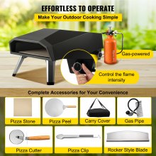 VEVOR Gas Pizza Oven, Stainless Steel Propane Pizza Oven, Gas Fire Pizza Oven with 12" Pizza Stone, Portable Gas Pizza Oven with Foldable Legs, Gas Powered Pizza Oven for Outdoor Camping-Global Patent