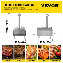 VEVOR Wood Fired Oven 12" Portable Pizza Oven with Foldable Legs Pizza Oven Outdoor 932℉Max Temperature Stainless Steel Portable Wood Fired Pizza Oven with Complete Accessories for Outdoor Cooking
