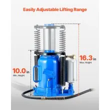 VEVOR Air Hydraulic Bottle Jack, 32 Ton (70546.9 lbs) Capacity, 10-16.3 Inch Lifting Range, Pneumatic/Manual Heavy Duty Welded Bottle Jack with Pump for Car, SUV, Pickup, Truck, RV, Auto Repair, Blue