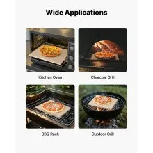 VEVOR Pizza Stone, 15 x 12 in Rectangular Cordierite Pizza Stone, Extra Large Baking-Stone with Scraper, 0.6 in Thick Heat-Resistant Cordierite, for Kitchen Oven, Baking Bread & Pizzas, BBQ Grilling