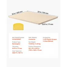 VEVOR Pizza Stone, 20 x 14 x 0.67 in Rectangular Pizza Stone, Extra Large Baking-Stone with Scraper, 1450℉ Heat-Resistant Cordierite, for Oven, BBQ Griller, Baking Bread & Pizza
