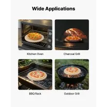 VEVOR Pizza Stone, 15 in Round Pizza Stone,  0.67 in Large Cordierite Baking-Stone with Metal Peel, Scrape, 1450℉ Heat-Resistant Cooking Stones, for Kitchen Oven, Baking Pizzas, BBQ Grilling