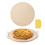VEVOR Pizza Stone, 406 mm Round Cordierite Pizza Stone, Extra Large Baking-Stone with a Durable Stand, 17 mm Thickness Heat-Resistant Cooking Cordierite, for Kitchen Oven, Baking Pizzas, BBQ Grilling