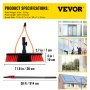 VEVOR Kit de poste alimentado por agua, cepillo alimentado por agua de 30 pies de longitud, sistema de limpieza alimentado por agua de 9 m, limpiador de ventanas de aluminio para exteriores con manguera de 24 pies, herramienta de limpieza y lavado para vidrio de ventana, panel solar
