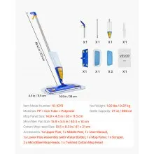 VEVOR Spray Mop Refillable Water Tank Washable Microfiber Pad for Hardwood Floor