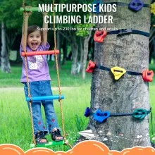 VEVOR Ninja Tree Climbing Kit 12 Climbing Holds 6 Ratchet Straps Climbing Ladder