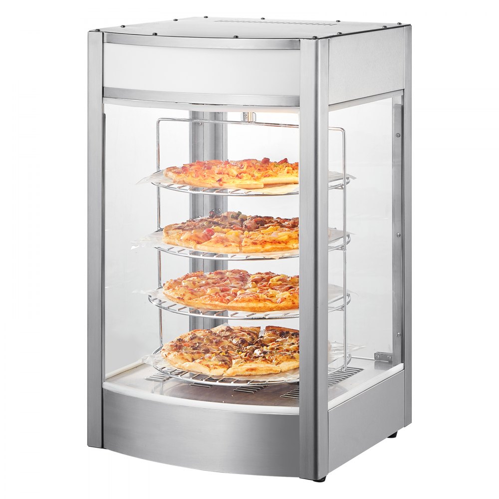 VEVOR Food Warmer Display for 14" Pizza, 4-Tier Commercial Pizza Warmer Electric