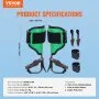 VEVOR Tree Climbing Spikes, 1 Pair Alloy Steel Climbing Spurs, 350lbs Load Capacity Tree Climbing Gear with Straps and Spike Protectors, Arborist Equipment for Climbers, Hunting, Fruit Picking, Green