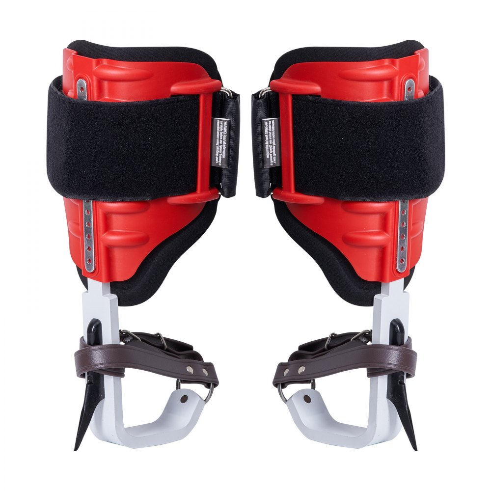VEVOR Tree Climbing Spikes, 1 Pair Aluminum Climbing Spurs, 350lbs Load Capacity Tree Climbing Gear with Straps and Spike Protectors, Arborist Equipment for Climbers, Hunting, Fruit Picking, Red