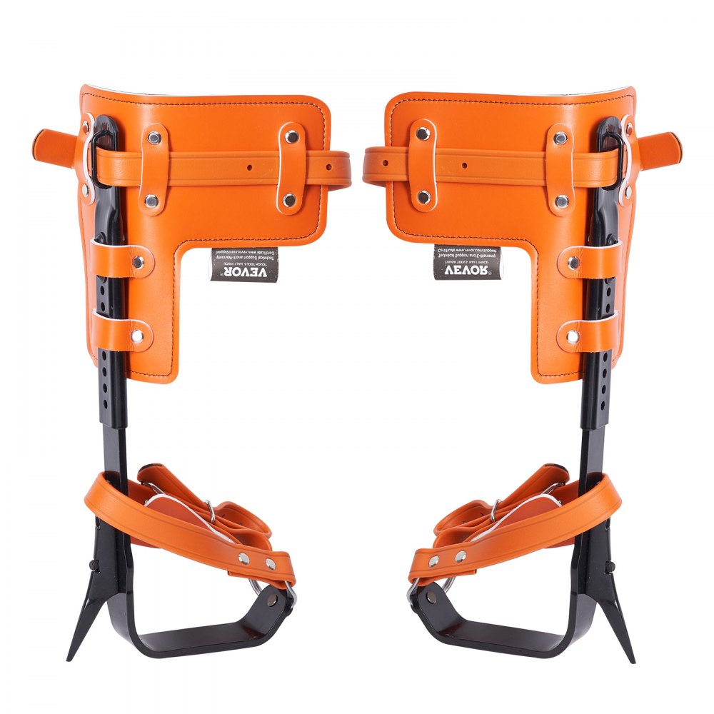 VEVOR Tree Climbing Spikes, 1 Pair Alloy Steel Climbing Spurs, 350lbs Load Capacity Tree Climbing Gear with Straps and Spike Protectors, Arborist Equipment for Climbers, Hunting, Fruit Picking, Orange