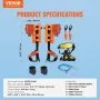 VEVOR Tree Climbing Spikes Set, 1 Pair Alloy Steel Climbing Spurs with Safety Rope and Safety Harness, 350lbs Load Capacity Tree Climbing Gear, Arborist Equipment for Climbers, Fruit Picking, Orange