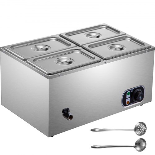 VEVOR Commercial Food Warmer Bain Marie Steam Table Countertop 4x1/4GN Pot