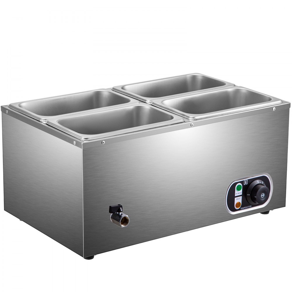 VEVOR Commercial Food Warmer Bain Marie Steam Table Countertop 4x1/4GN Pot