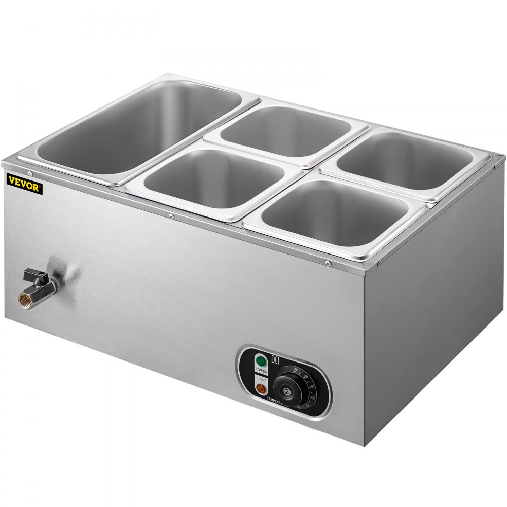 VEVOR Commercial Food Warmer Bain Marie 5-Pan Buffet Food Warmer Stainless Steel