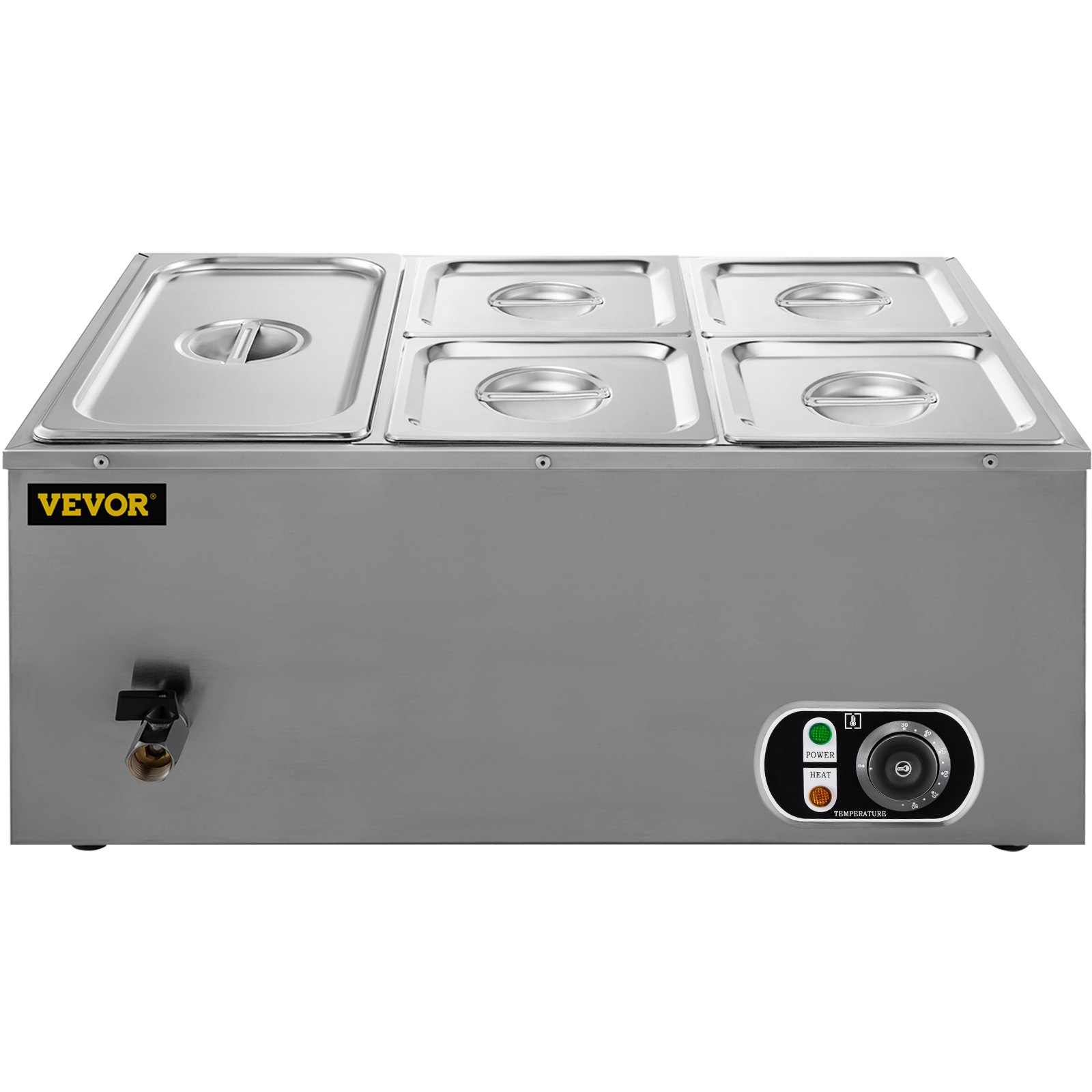 VEVOR Commercial Food Warmer Bain Marie 5-Pan Buffet Food Warmer Stainless Steel