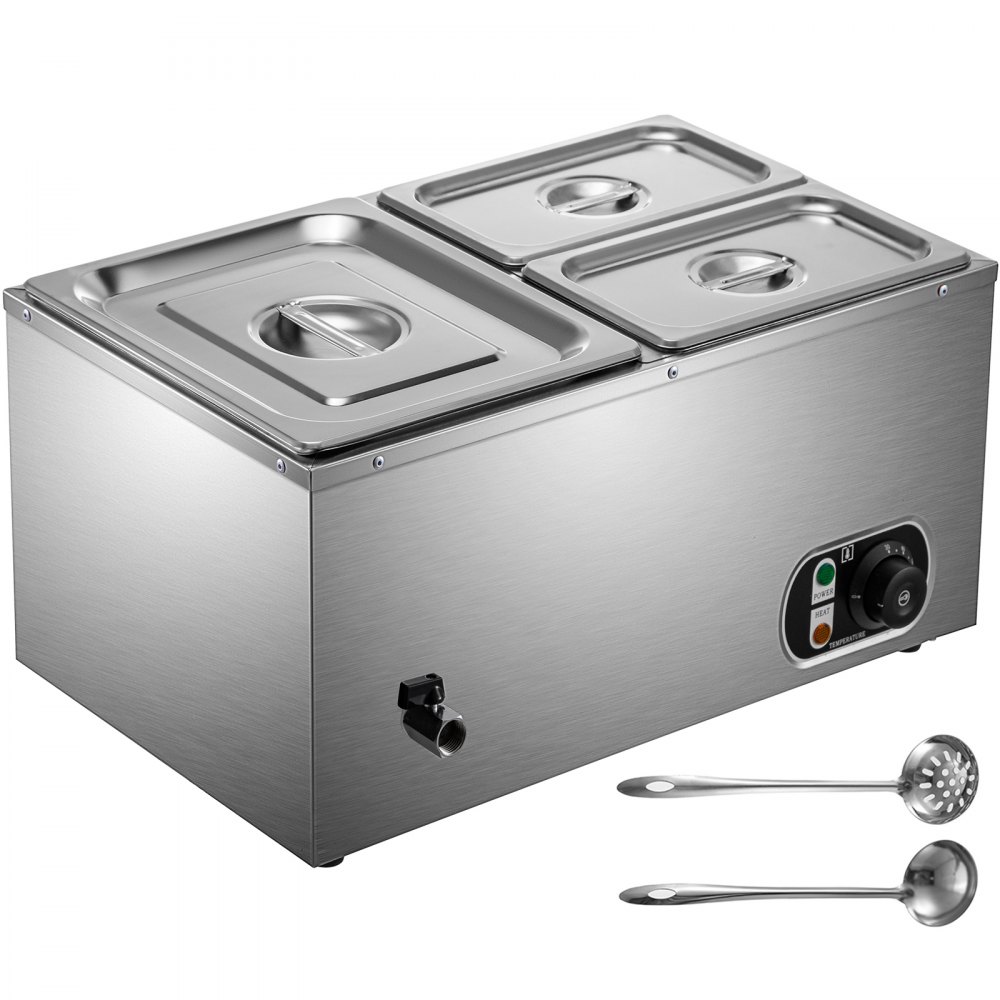 VEVOR 3 Pots Electric Bain Marie Catering Wet Heat Commercial Food Warmer