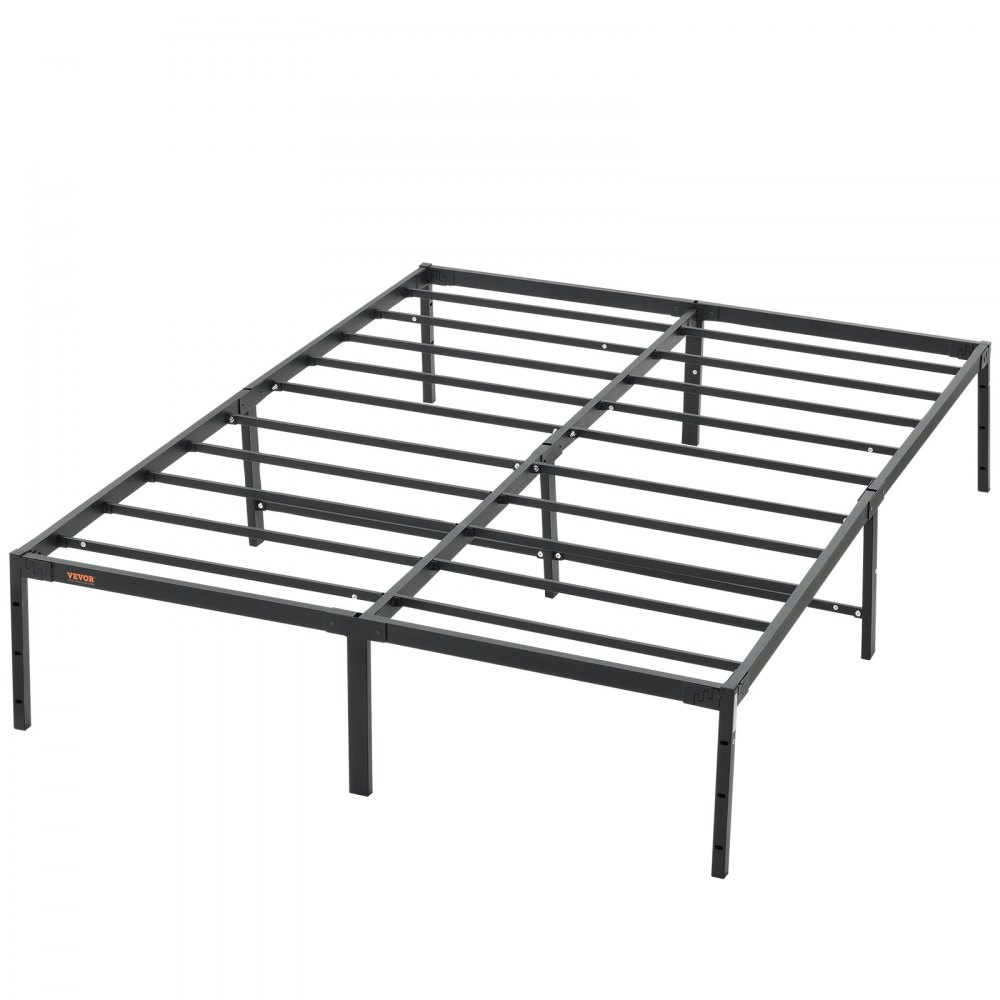 VEVOR 14 inch metal bed frame in black with sturdy slats and legs for enhanced stability and support.