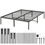 VEVOR 14-palcová celokovová platforma rámu postele, nie je potrebná krabicová pružina, nosnosť 1 500 libier Vstavaný základ matraca pre vysoké zaťaženie s oceľovou lamelou, jednoduchá montáž, bez hluku