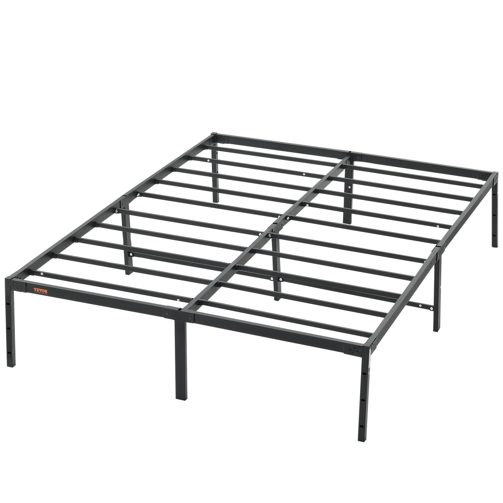 VEVOR 14 inch metal bed frame in black with sturdy slats and legs for enhanced stability and support.