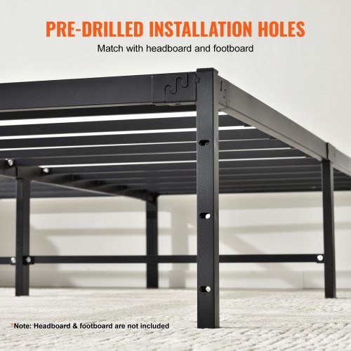 VEVOR 14 Inch Queen Metal Bed Frame Platform, No Box Spring Needed, 1500 lbs Loading Capacity Embedded Heavy Duty Mattress Foundation with Steel Slat Support, Easy Assembly, Noise Free