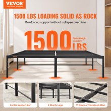 VEVOR 14 Inch Queen Metal Bed Frame Platform, No Box Spring Needed, 1500 lbs Loading Capacity Embedded Heavy Duty Mattress Foundation with Steel Slat Support, Easy Assembly, Noise Free