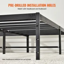 VEVOR 14 Inch Queen Metal Bed Frame Platform, No Box Spring Needed, 1500 lbs Loading Capacity Embedded Heavy Duty Mattress Foundation with Steel Slat Support, Easy Assembly, Noise Free