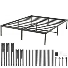 VEVOR 14 Inch Queen Metal Bed Frame Platform, No Box Spring Needed, 1500 lbs Loading Capacity Embedded Heavy Duty Mattress Foundation with Steel Slat Support, Easy Assembly, Noise Free