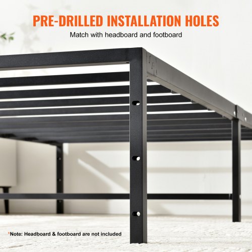 VEVOR 14 Inch Twin Metal Bed Frame Platform, No Box Spring Needed, Embedded Mattress Foundation with Steel Slat Support, Easy Assembly, Noise Free