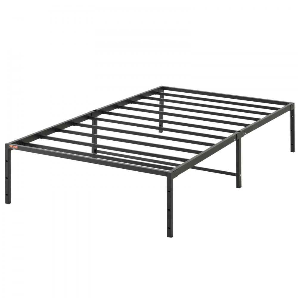VEVOR 14 inch twin metal bed frame with sturdy steel slats and black finish.