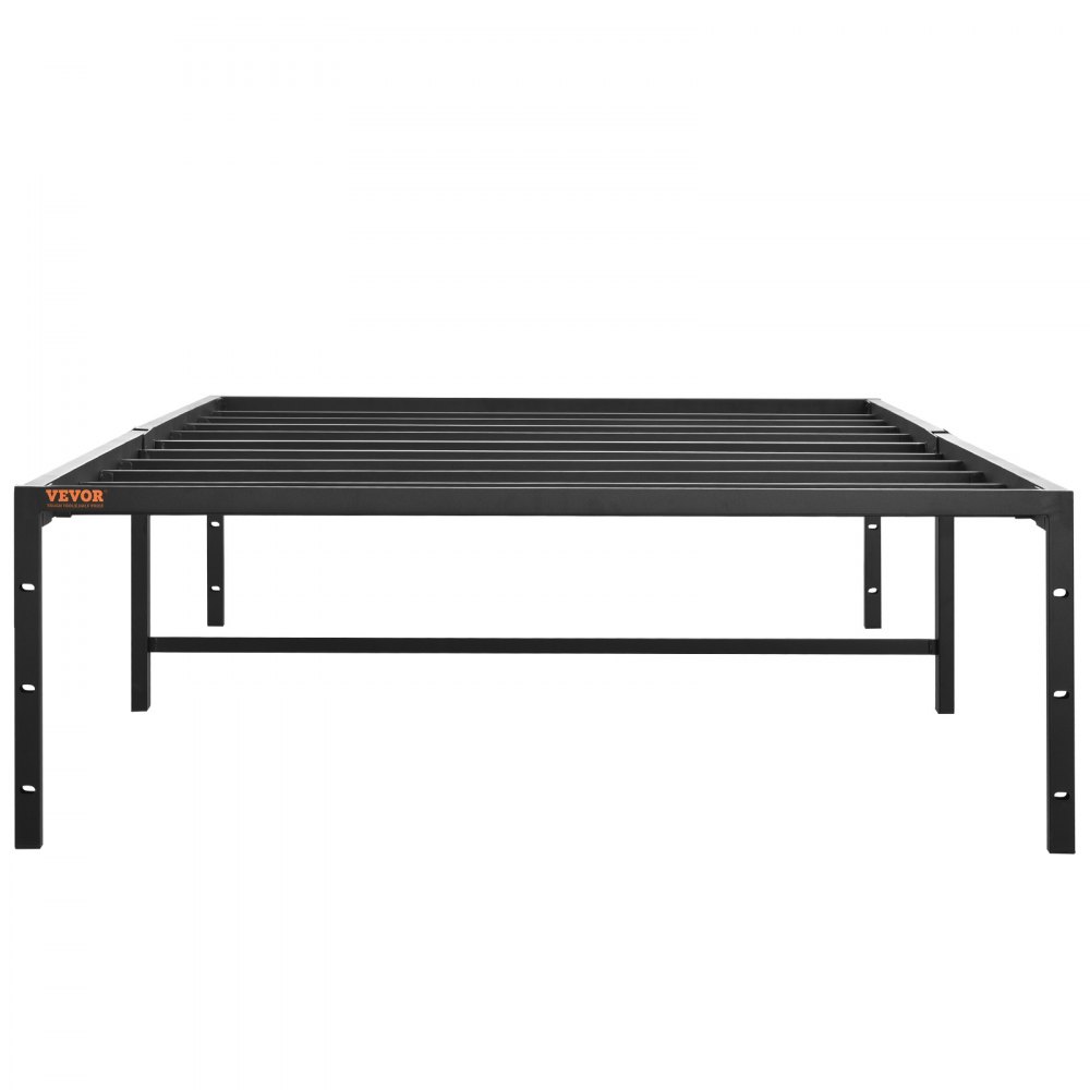 VEVOR 14 inch twin metal bed frame in black with sturdy steel slats and support beams.