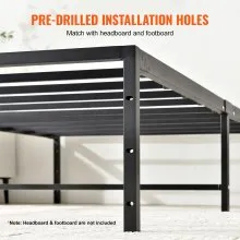 VEVOR 14 Inch Twin Metal Bed Frame Platform, No Box Spring Needed, Embedded Mattress Foundation with Steel Slat Support, Easy Assembly, Noise Free