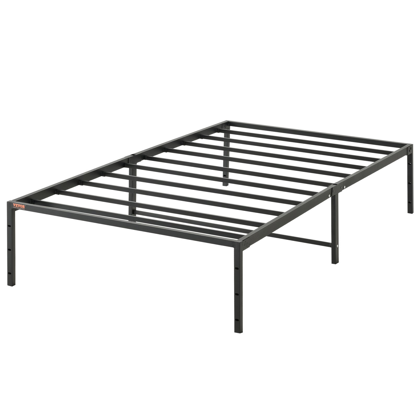 VEVOR 14 inch twin metal bed frame with sturdy steel slats and black finish.