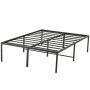 VEVOR metal bed frame, sturdy black structure with reinforced slats and nine legs for added support.