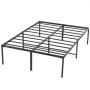 sturdy VEVOR metal bed frame with black steel slats and six legs for support.