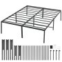VEVOR queen metal bed frame parts separated, showcasing assembly components in black steel.