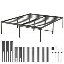 VEVOR 18 Inch Queen Metal Bed Frame Platform, No Box Spring Needed, 1500 lbs Loading Capacity Embedded Heavy Duty Mattress Foundation with Steel Slat Support, Easy Assembly, Noise Free