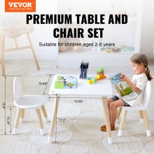 VEVOR barnebord og 2 stoler sett, småbarnsbord og stolsett, multiaktivitetsbord for barn for kunst, håndverk, lesing, læring