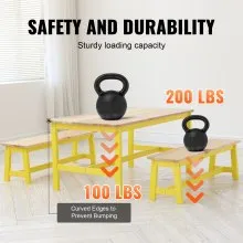 VEVOR Kids Table and Bench Set, Toddler Table and Chair Set of 3, Wood Activity Table for Art, Craft, Reading, Learning