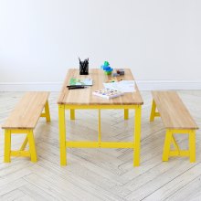 VEVOR Barnebord og benksett Småbarnsbord og stolsett med 3 for kunsthåndverk