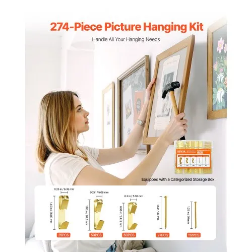 PicGenie123 Picture Hanging Kit 40-Piece Hangs Pics Up To 50 Lbs 4 Pack N50 Mk4s - View #9